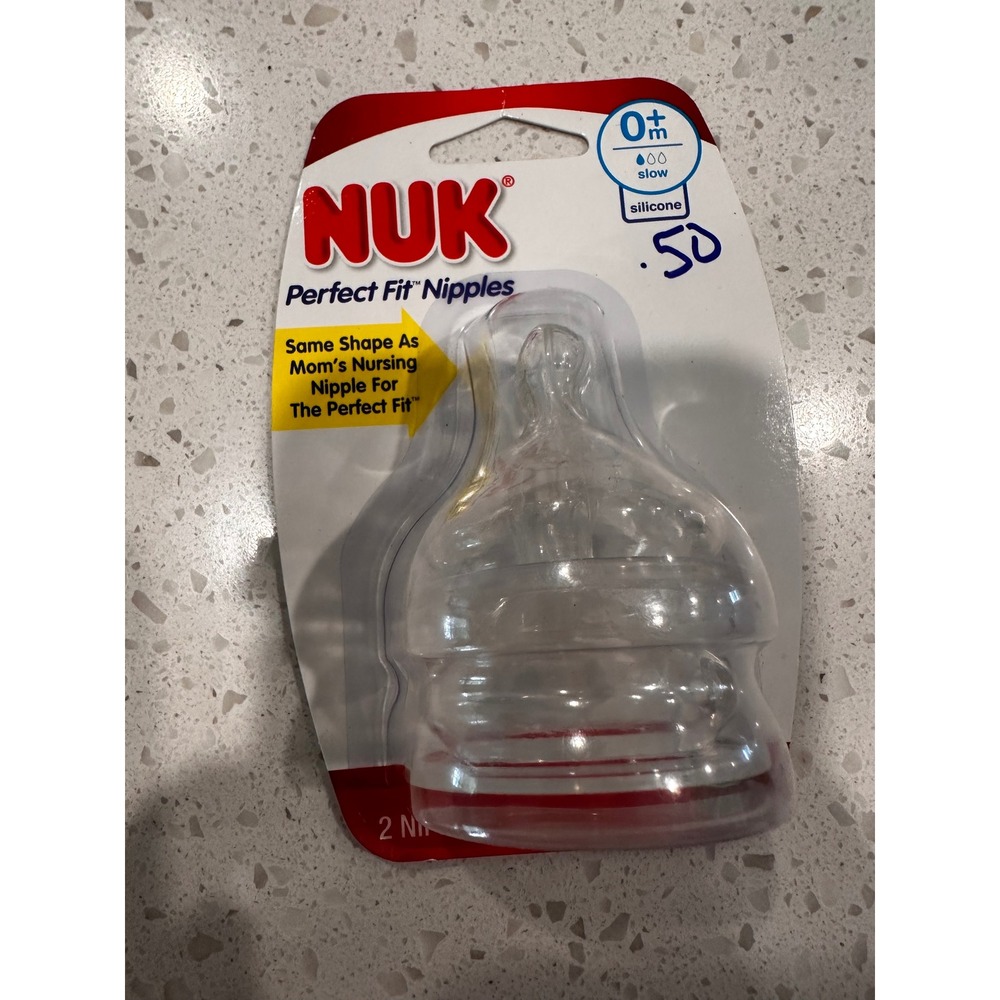 NUK Perfect Fit Silicone Nipples 0m+ Slow Flow 2 Pack Anti-Colic 94006059